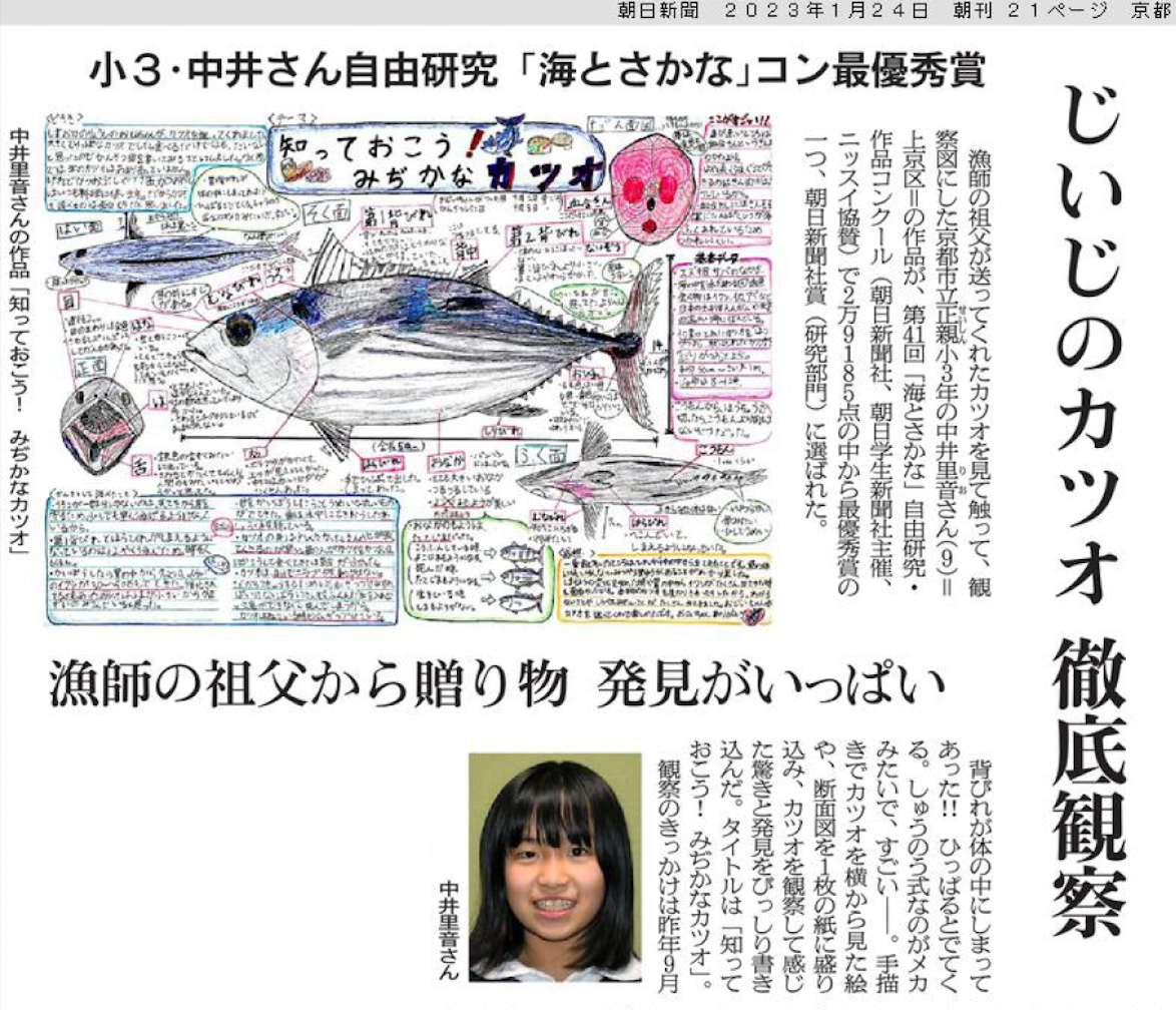朝日新聞 京都版掲載（1月24日付）